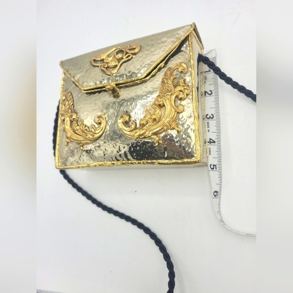 Vintage Mixed Metal Ornate Box Purse - Gold/Silver/Copper Baroque Casket Bag